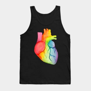 Watercolor Rainbow Heart (dark) Tank Top